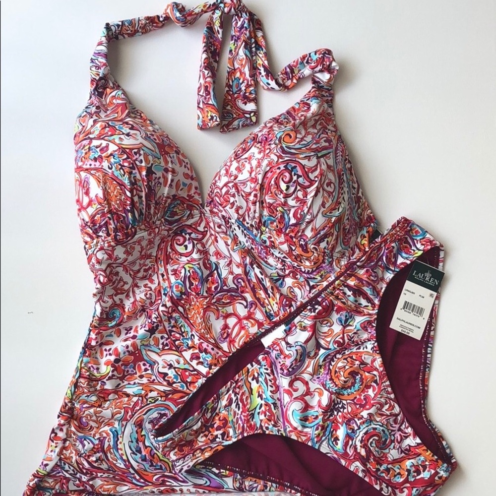 Ralph Lauren NEW swimsuit Tankini set Size 10 top fits like 6 bikini bottom $142
